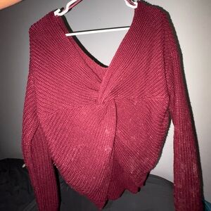 Fashion Nova Deep Red V-Neck Sweater